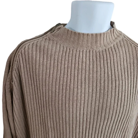 International Male M 90s Beige Ribbed Sweater Shoulder Zip Rare Vintage Preppy - Picture 3 of 7